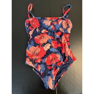 Kona Sol Strappy Back High Coverage Swimsuit Size Small Floral One Piece